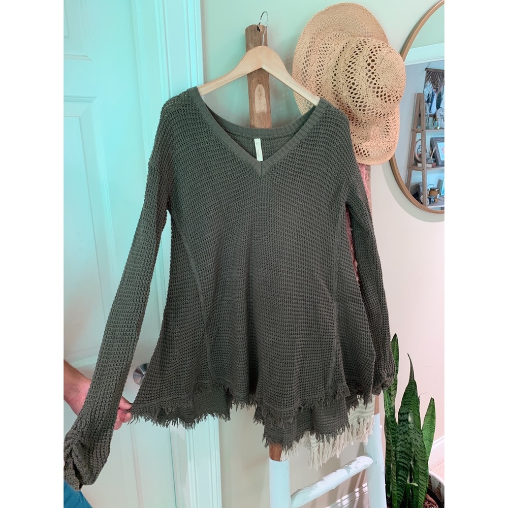 oversized army green boutique sweater